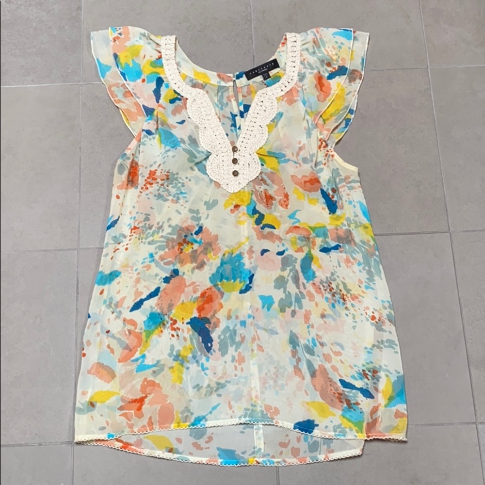 Silky colourful cap-sleeved blouse by Sanctuary